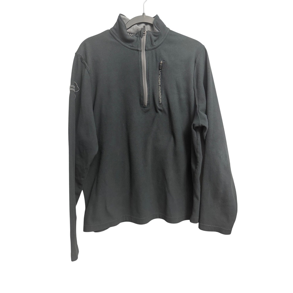 Under Armour Womens Gray Quarter Zip Fleece Pullover Jacket Large Loose Fit